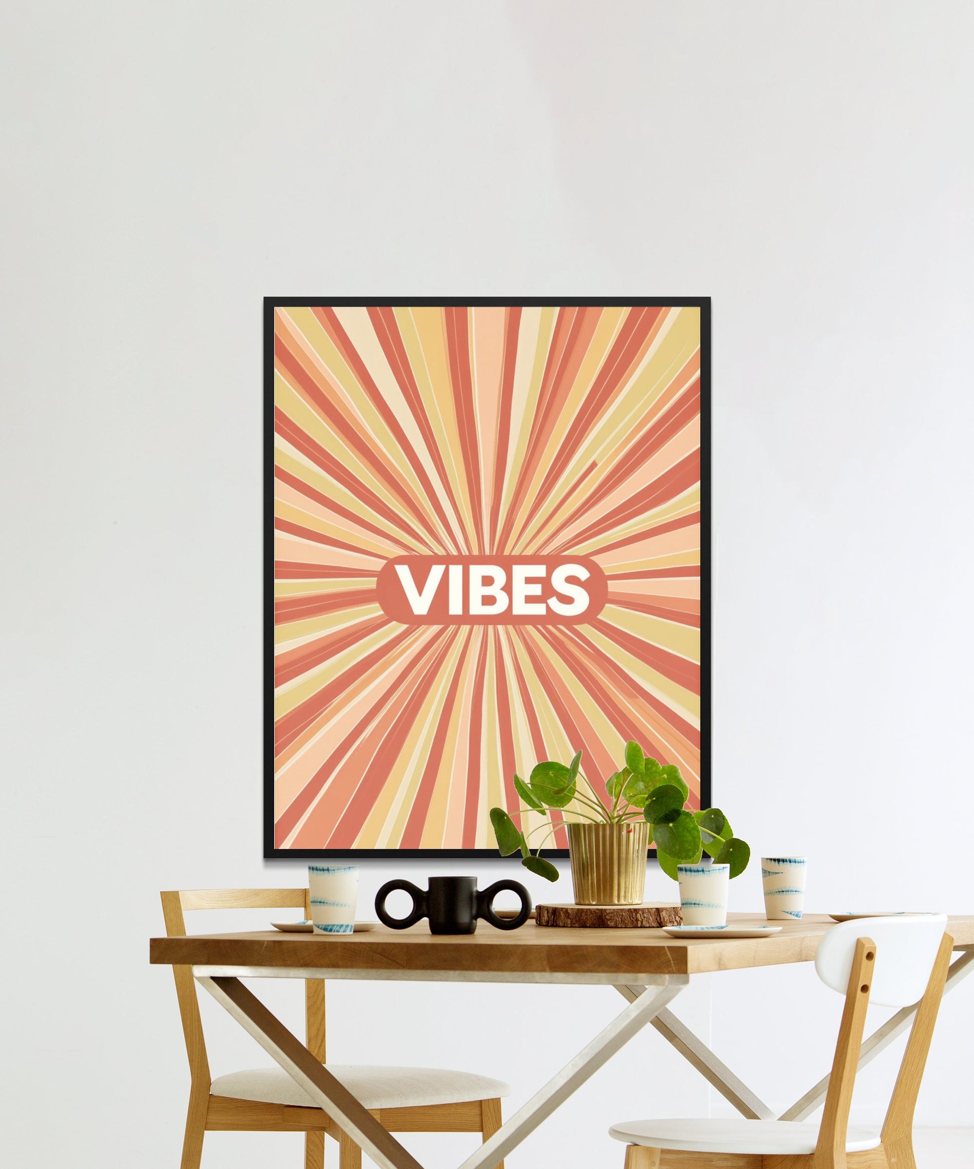 Retro Vibes Sunburst Wall Art, Vibrant Home Decor, Large Poster for Living Room or Office, Modern Design