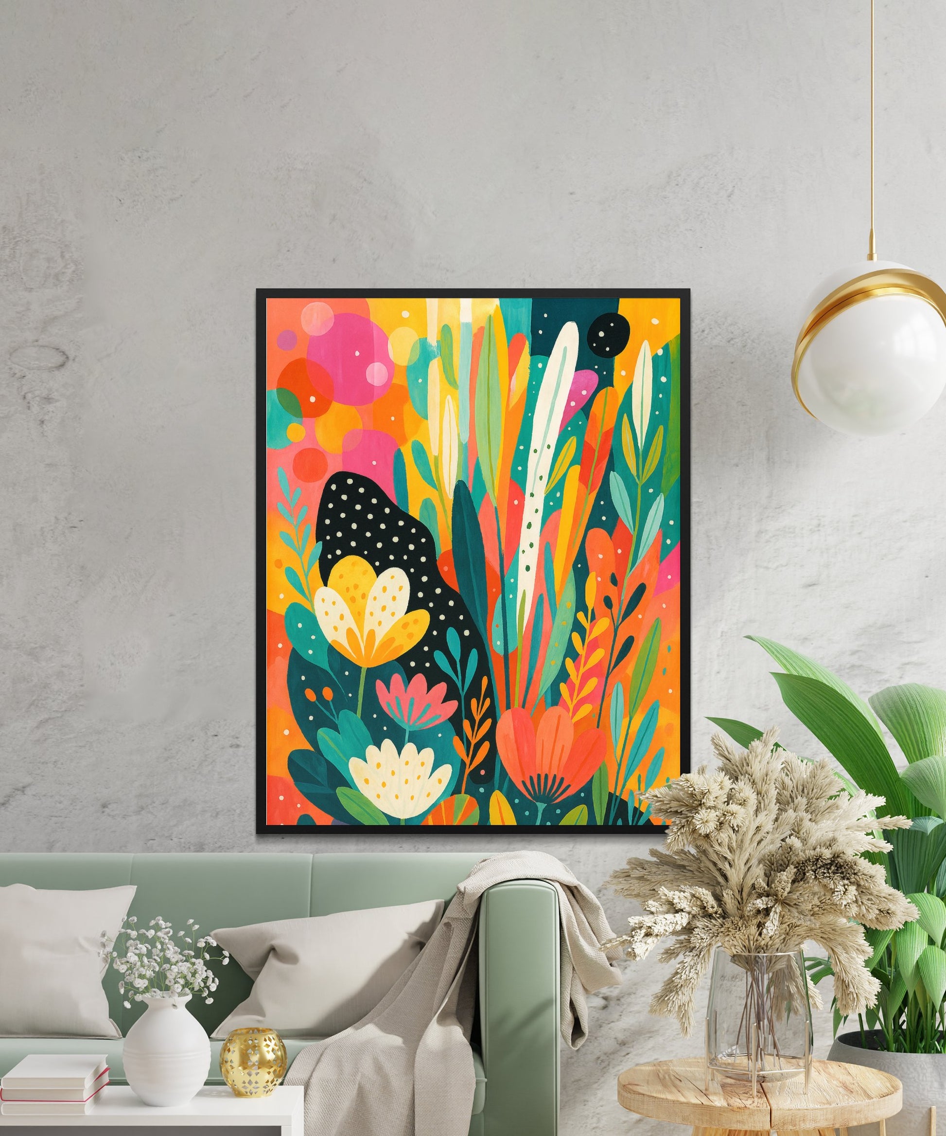 Colorful Abstract Floral Art Print, Modern Vibrant Wall Decor, Living Room Statement Piece