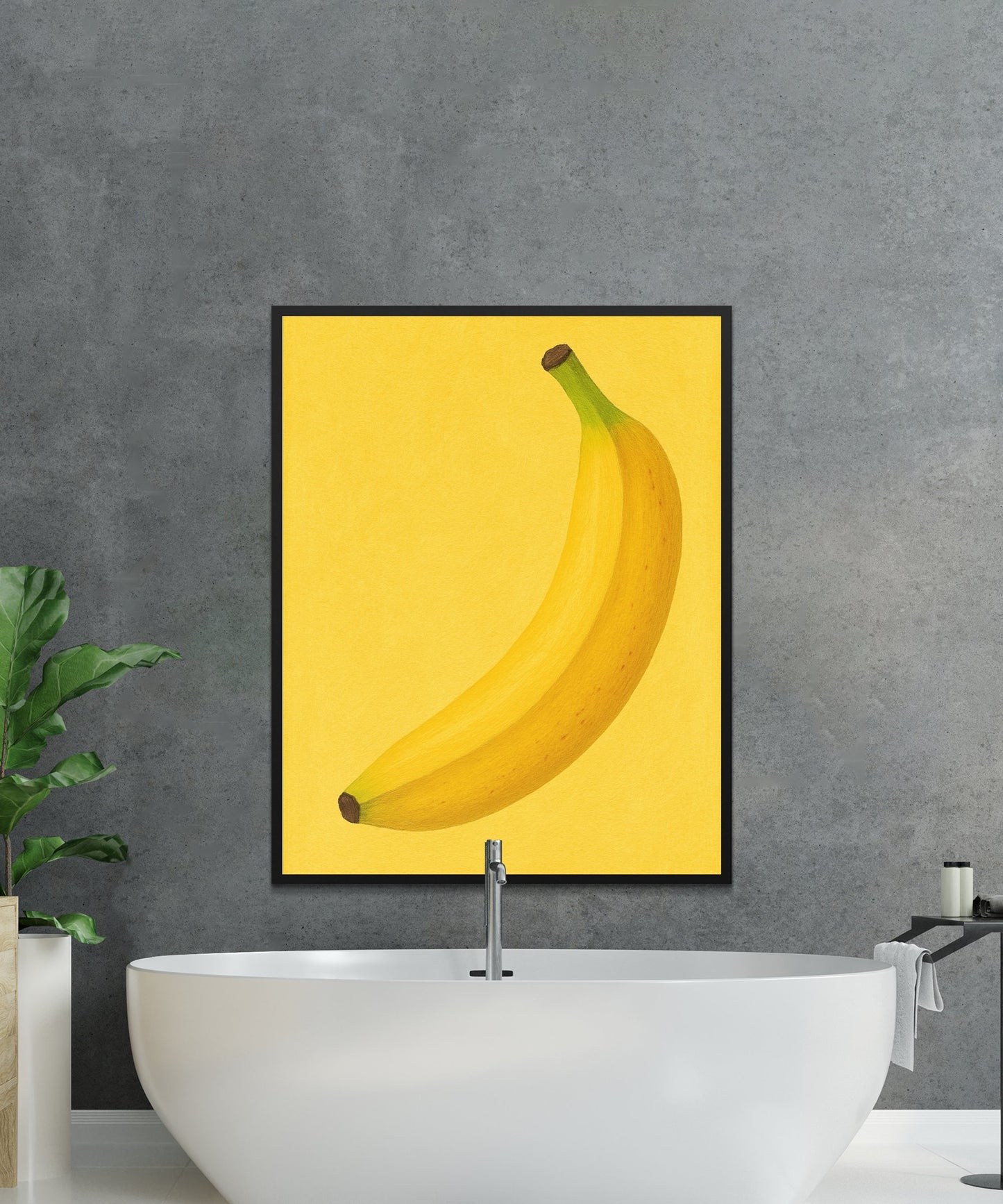 Modern Yellow Banana Art Print - Minimalist Kitchen Wall Decor - Bright Fruit Poster