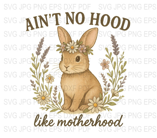 Motherhood Bunny SVG, Floral Rabbit Design, Cute Spring Bunny Clipart, Digital Download for Crafts, SVG, JPG, PNG, EPS Files