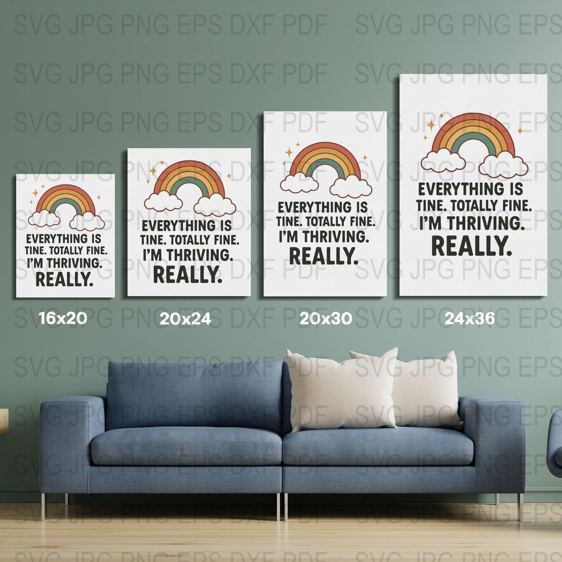 Modern Rainbow Wall Art Prints, Inspirational Quotes Home Decor, Living Room Gallery Set