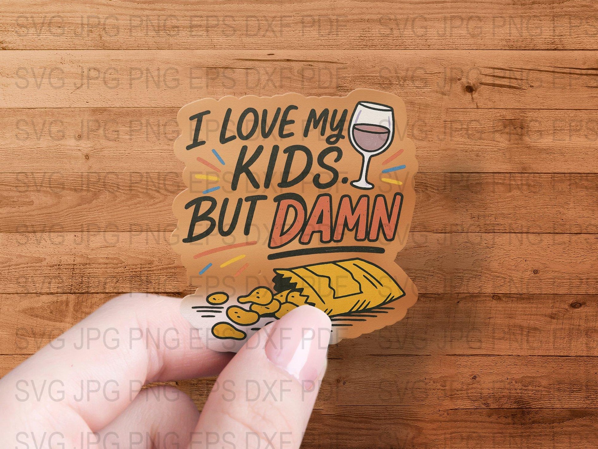 Funny Parent SVG, I Love My Kids But Damn, Wine Glass and Taco Clipart, Humorous SVG Files for Cricut, Digital Download