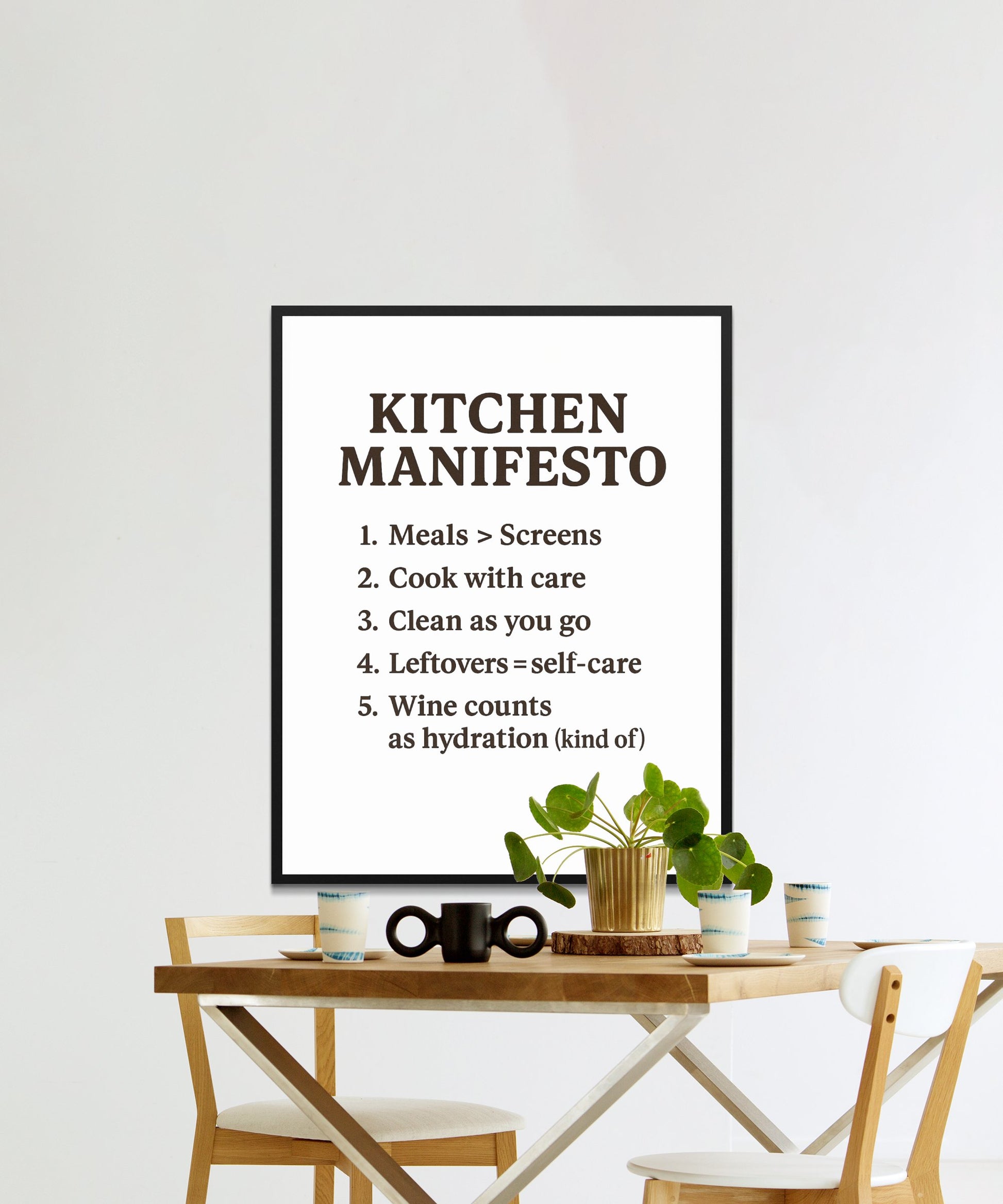 Kitchen Manifesto Wall Art, Modern Dining Room Decor, Minimalist Typographic Poster, Black and White Print for Home